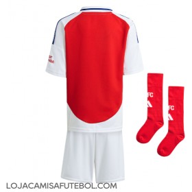 Camisa de Futebol Arsenal Equipamento Principal Infantil 2024-25 Manga Curta (+ Calças curtas)